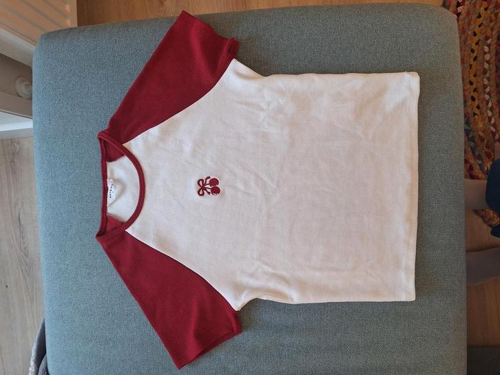 Kersenrood/wit T-shirt met kersenopdruk, maat M, Kleding | Dames, T-shirts, Nieuw, Wit, Korte mouw, Ophalen of Verzenden