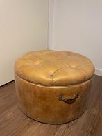 Rivièra Maison Gecapitonneerde Leren Poef, Gebruikt, Ophalen of Verzenden, Leer, 50 tot 75 cm