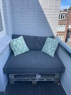 Palletbank met kussens (120x80), Gebruikt, Loungeset, Bank, Hout