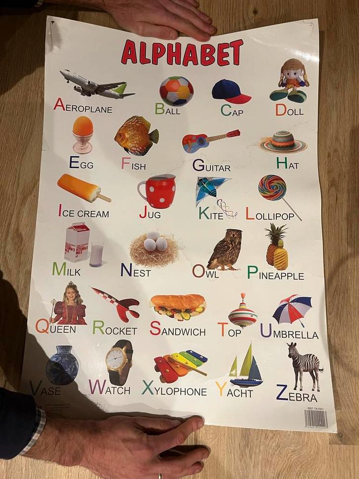 Alfabet Poster - Leerzaam en Decoratief!, Antiek en Kunst, Antiek | Schoolplaten, Overige thema's, Ophalen of Verzenden