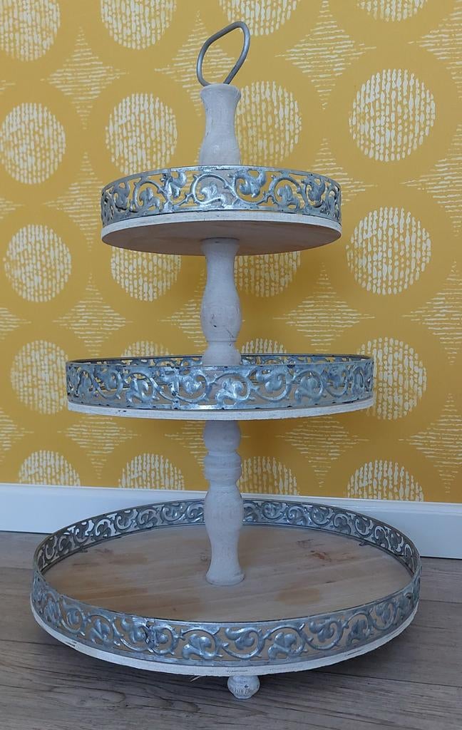 Houten/Metalen Etagère - 3 Laags - 45x65 cm, Huis en Inrichting, Woonaccessoires | Etagères, Ophalen of Verzenden, Zo goed als nieuw