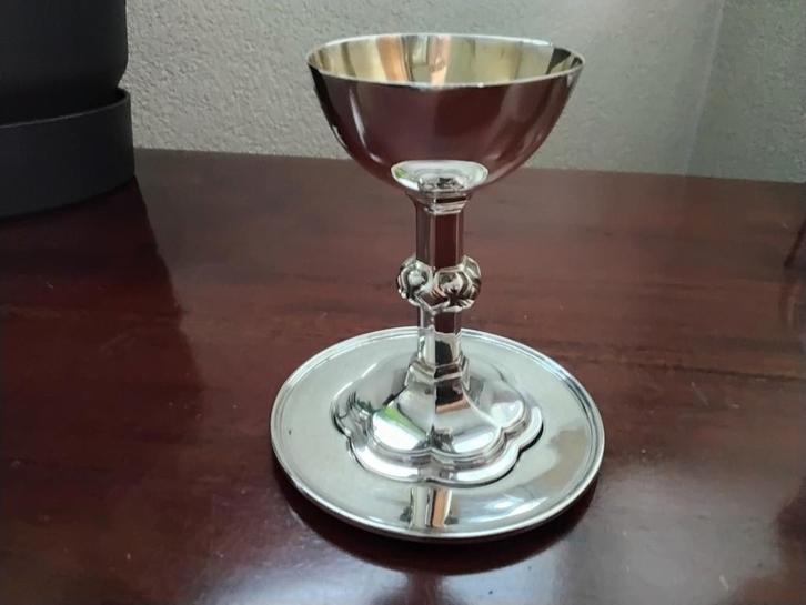 Mooie sterling zilveren reis kelk met pateen 1912-1913 ., Antiek en Kunst, Antiek | Goud en Zilver, Zilver, Ophalen of Verzenden