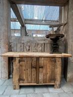 Robuuste Franse werkbank dressoir badkamermeubel kast, Antiek en Kunst, Ophalen