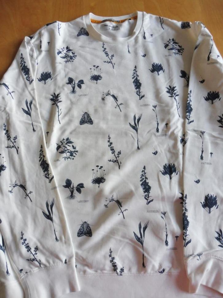 Witte sweater met zwarte natuurprint maat XXL, Kleding | Heren, Truien en Vesten, Zo goed als nieuw, Overige maten, Wit, Ophalen of Verzenden