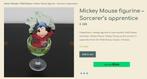 nieuw in doos Mickey mouse in glas - Sorcerer’s apprentice, Ophalen of Verzenden, Mickey Mouse, Nieuw, Beeldje of Figuurtje