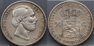 Zilveren rijksdaalder 1851 - 2 1/2 gulden 1851 Willem 3 beschikbaar voor biedingen
