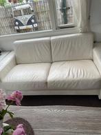 Tweezits wit leren bank, Ophalen, 150 tot 200 cm, Tweepersoons, 75 tot 100 cm
