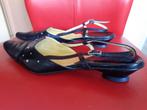 Nieuw geheel leren schoenen zwart mt 38 met strasssteentjes, Zwart, Nieuw, RDA, Sandalen of Muiltjes