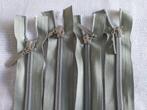 4 grijsgroene deelbare Ritsen van 52 cm., Hobby en Vrije tijd, Naaien en Fournituren, Ophalen of Verzenden, Nieuw, Rits of Sluiting