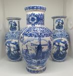 Delfts Blauwe Vazen Set - Windmolen Motief, Ophalen of Verzenden