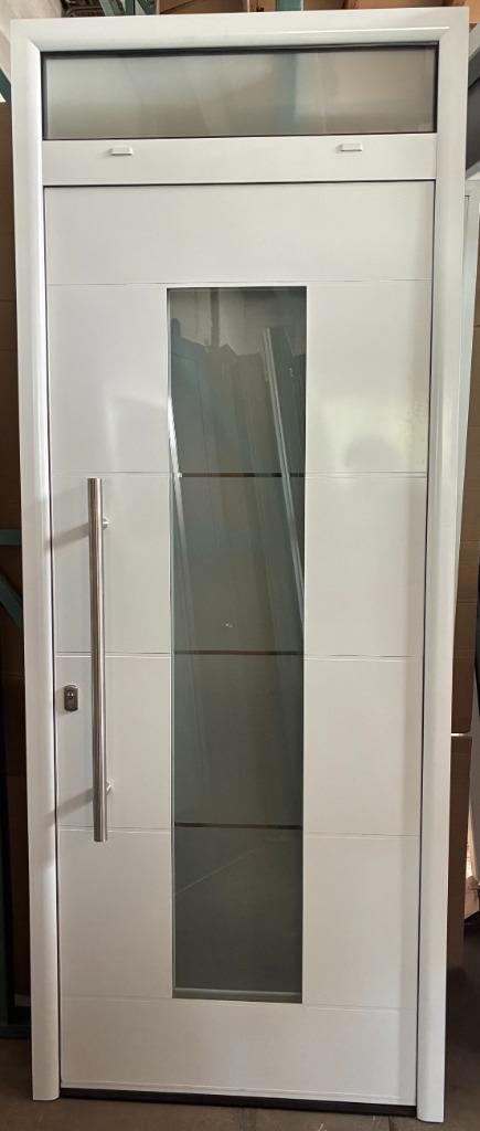 Aluminium voordeur met bovenlicht 94 x 238 cm Links wit, Doe-het-zelf en Verbouw, Deuren en Horren, Nieuw, Buitendeur, 215 cm of meer