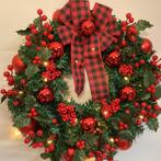Prachtige rustiek, klassiek kerstkrans met verlichting 45cm, Ophalen of Verzenden, Nieuw