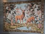 Vintage jaren 70 wandkleed met herten in bos 160 x 119 cm, Ophalen of Verzenden