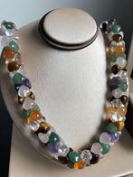 edelstenen ketting harvormig met zilveren slot en kralen, Ophalen of Verzenden, Zo goed als nieuw, Roze, Steen of Mineraal