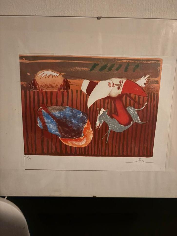 Sjra Marx – “4 jaargetijden (Herfst)”  – Gesigneerd – 11/35, Antiek en Kunst, Kunst | Schilderijen | Abstract, Ophalen