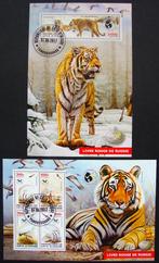 - 970 - 2 Blokken met Panter/Tijgers, uit Rusland., Postzegels en Munten, Verzenden, Gestempeld, Dier of Natuur