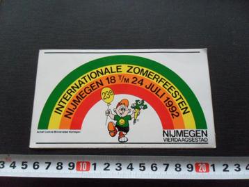 sticker Nijmegen 23e  Vierdaagsestad 1992 Zomerfeesten  beschikbaar voor biedingen