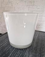 Witte glazen vaas / bloempot, Wit, Ophalen of Verzenden, Minder dan 50 cm, Glas