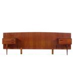 Vintage Scandinavisch design teak hoofdbord met nachtkastjes, Bruin, Tweepersoons, Ophalen of Verzenden, Zo goed als nieuw