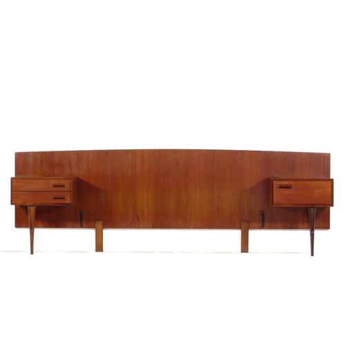 Vintage Scandinavisch design teak hoofdbord met nachtkastjes, Huis en Inrichting, Slaapkamer | Boxsprings, Zo goed als nieuw, 180 cm