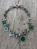 Zilveren Halsketting met blauwe stras en bedels. Dolce Luna, Sieraden, Tassen en Uiterlijk, Kettingen, Ophalen of Verzenden, Gebruikt
