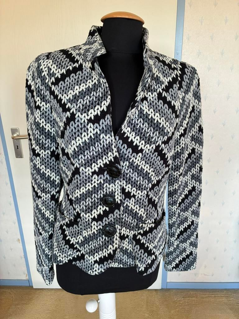 038 ML Collections jasje in maat 46 grijs/wit, Kleding | Dames, Verzenden, Maat 46/48 (XL) of groter, Zo goed als nieuw, Jasje