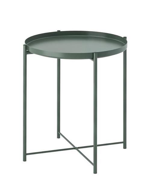 Olijfgroene Metalen Bijzettafel/Plantentafel Gladom IKEA, Huis en Inrichting, Tafels | Bijzettafels, Gebruikt, Rond, 45 tot 60 cm