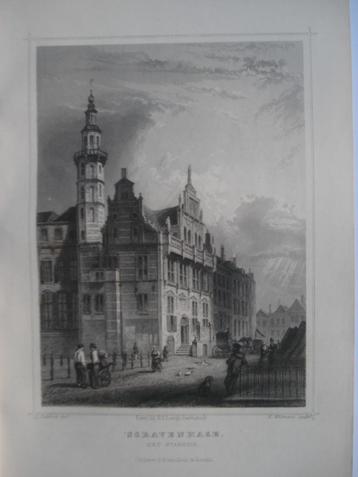 055 s,Gravenhage Den Haag het Stadhuis Staalgravure 1860 beschikbaar voor biedingen