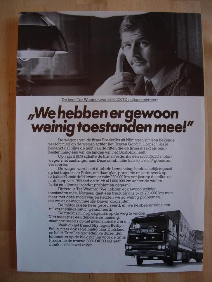 DAF 2800 Betrouwbaarheid Brochure ca 1981, Boeken, Auto's | Folders en Tijdschriften, Zo goed als nieuw, Overige merken, Ophalen