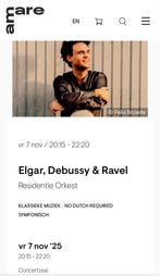 2 kaarten 1e rang voor residentieorkest den haag vanavond, Tickets en Kaartjes, Concerten | Klassiek, Twee personen, November