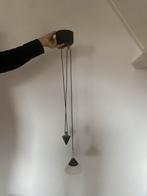 Vintage Hanglamp met Glazen Kap, Ophalen, Gebruikt, Glas, 100 tot 150 cm