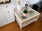 Salontafel Wit met lade en glasplaat., Huis en Inrichting, Tafels | Salontafels, Ophalen, Gebruikt, 50 tot 100 cm, 50 tot 100 cm
