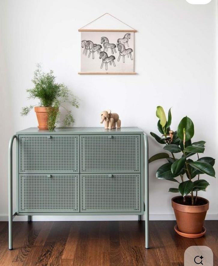 Nikkeby Ikea 4 Ladekast Metaal groen-grijs Nieuwprijs €69,95, Huis en Inrichting, Kasten | Ladekasten, Zo goed als nieuw, Minder dan 100 cm