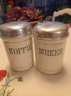 Emaille bussen Suiker en Koffie creme-groen, Antiek en Kunst, Ophalen of Verzenden