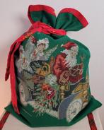 Kerstzak kerstman engelen kruissteek groen met voering, Ophalen of Verzenden, Zo goed als nieuw