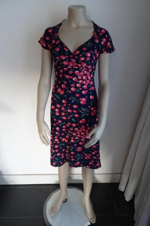 kersenjurk king louie maat S, Kleding | Dames, Jurken, Zo goed als nieuw, Maat 36 (S), Blauw, Knielengte, Ophalen