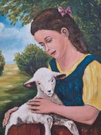 Winterkorting: Schilderij meisje met lam, Ophalen of Verzenden