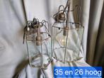 Set oude industriële hanglampen, Huis en Inrichting, Lampen | Hanglampen, Ophalen of Verzenden, Zo goed als nieuw, Glas, Minder dan 50 cm