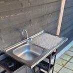 Te koop Rvs aanrechtblad / met spoelbak en kraan aangeboden, Huis en Inrichting, Ophalen, 50 tot 75 cm, 50 tot 100 cm, Minder dan 100 cm