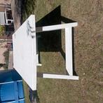 Witte houten tuintafel ( loods 5), 90 cm bij 200 cn, Ophalen, Gebruikt, Rechthoekig, Hout