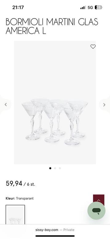 4 martiniglazen Bormioli Rocco beschikbaar voor biedingen