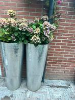 Tuin potten zilver, Tuin en Terras, Bloempotten, Gebruikt, Rond, Ophalen of Verzenden, Metaal