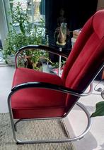 Gispen AA feauteuil, Manchesterrood, binnenvering, MATchroom, Ophalen, Metaal, Classic jaren 30, 100 tot 125 cm