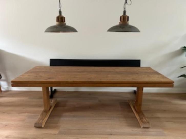 houten eettafel 220 x 85, Huis en Inrichting, Tafels | Eettafels, Gebruikt, 50 tot 100 cm, 200 cm of meer, Vijf personen of meer