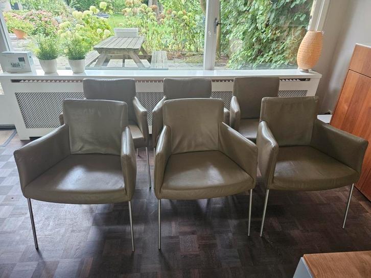 5 + 1 gratis Tiba stoelen ( Label, Gerard van den Berg), Huis en Inrichting, Stoelen, Gebruikt, Vijf, Zes of meer stoelen, Leer