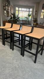 4 barkrukken zwart/rotan van Sklum, Huis en Inrichting, Barkrukken, Ophalen of Verzenden, Zo goed als nieuw