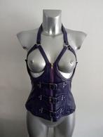 Lederen kinky korset maat L merk Erogance open borsten, Overige typen, Erogance, Paars, Maat 42/44 (L)
