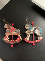 2 retro houten carousel paardjes 3d hangers kerst decoratie, Ophalen