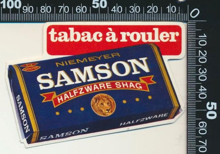 Sticker: Samson - Halfzware Shag - Tabac a rouler, Verzamelen, Stickers, Zo goed als nieuw, Bedrijf of Vereniging, Ophalen of Verzenden