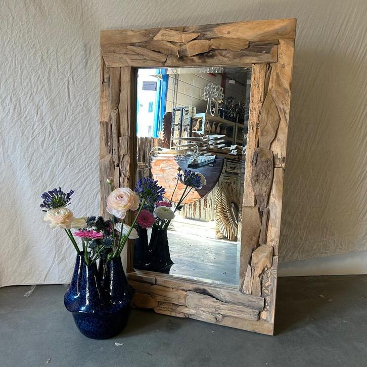 Spiegel (facet) – robuuste lijst - 120 x 80 cm - TTM Wonen, Huis en Inrichting, Woonaccessoires | Spiegels, Nieuw, 75 tot 100 cm